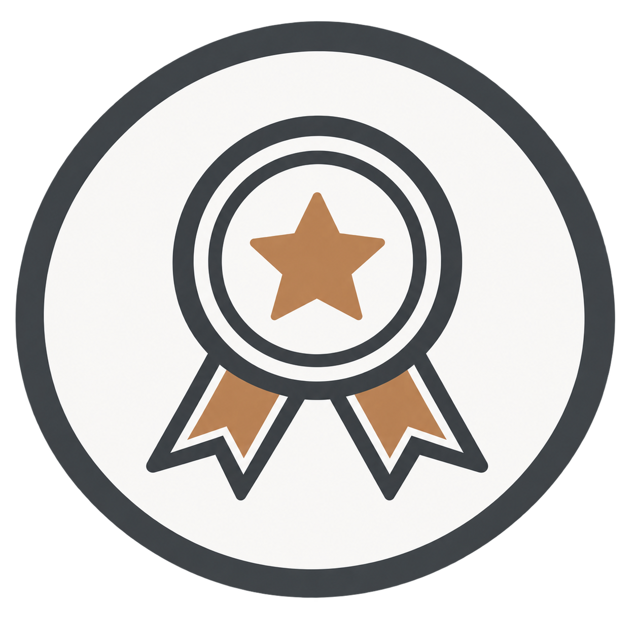 Icon of an award ribbon, representing product quality and warranty